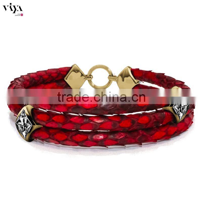sting ray men bracelet exotic leather jewelry rhombus clasp triple leather bracelet