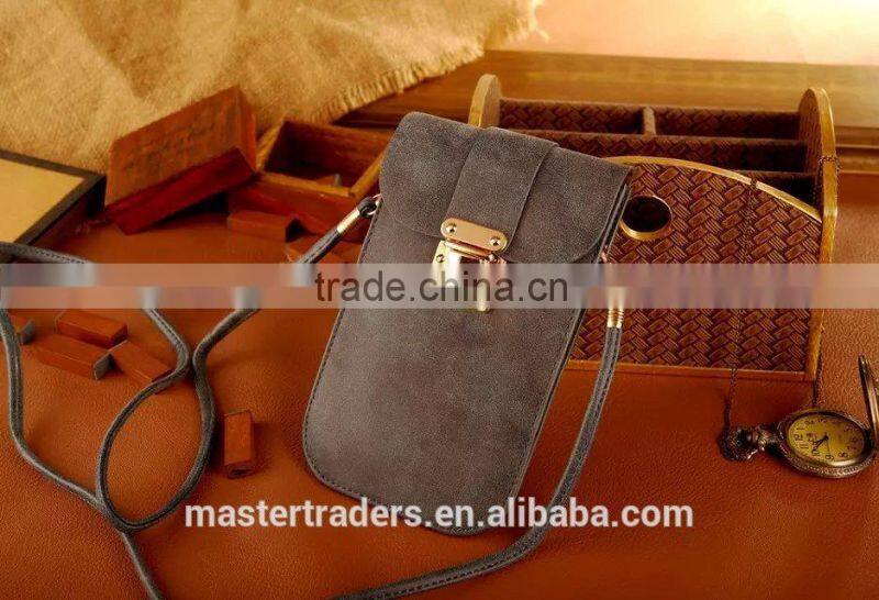 Universal Frosted PU Leather Bag Phone Bags With Metal Buckle For Mobile Phone For Samsung Galaxy S6 Edge MT-3874