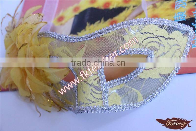 Party Supplies Birthday Yellow Plastic Halloween Mask With Artificial Flower