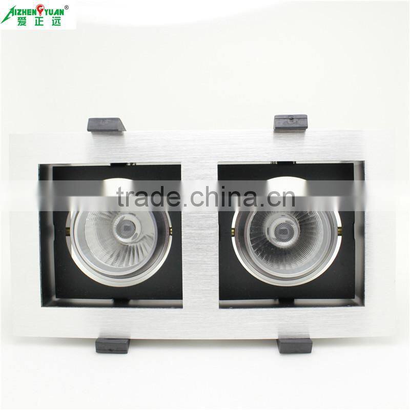 20w adjustable recessed cob led grille light downlight square 2*10w two heads grille downlight