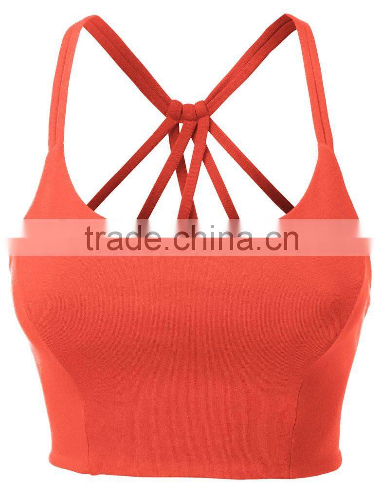 Womens Fitted Halter Cut Out Back Bralette Crop Tops women 2016