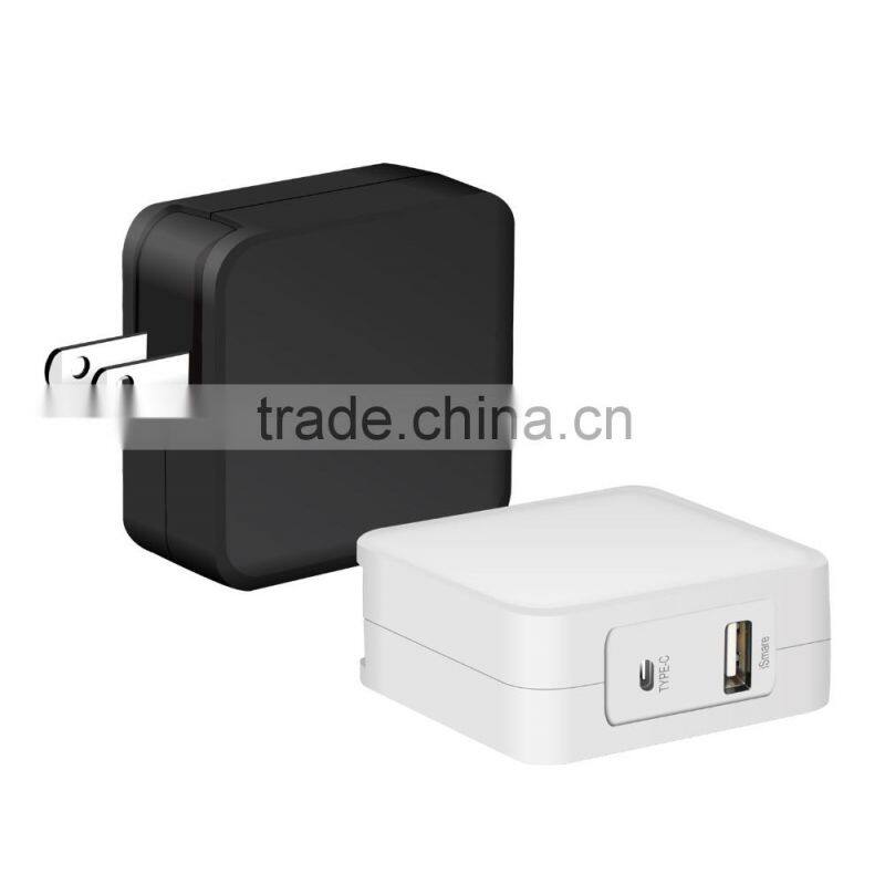 New USB charger 2 ports 5V 4.8A with type C have EU US UK Plug