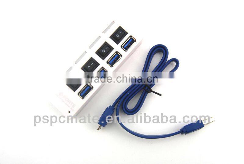 USB 3.0 Hub 4 Ports Speed 5Gbps for PC laptop with on/off switch BLACK