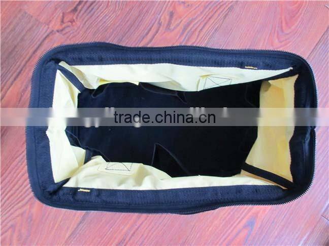 Multifuntional block color canvas tote tool bag with around pockets