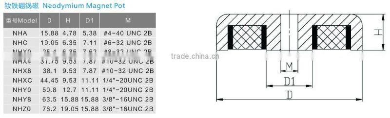 Strong Magnetic Pot,Neodymium Magnetic Cup, magnet screw hole
