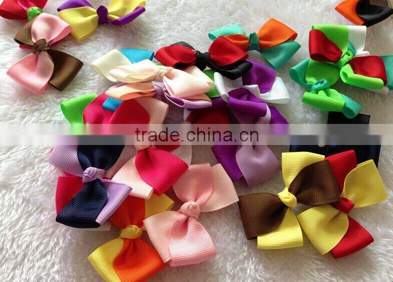 two color popular grosgrain ribbon bow,satin gift ribbon bow pre-made bow