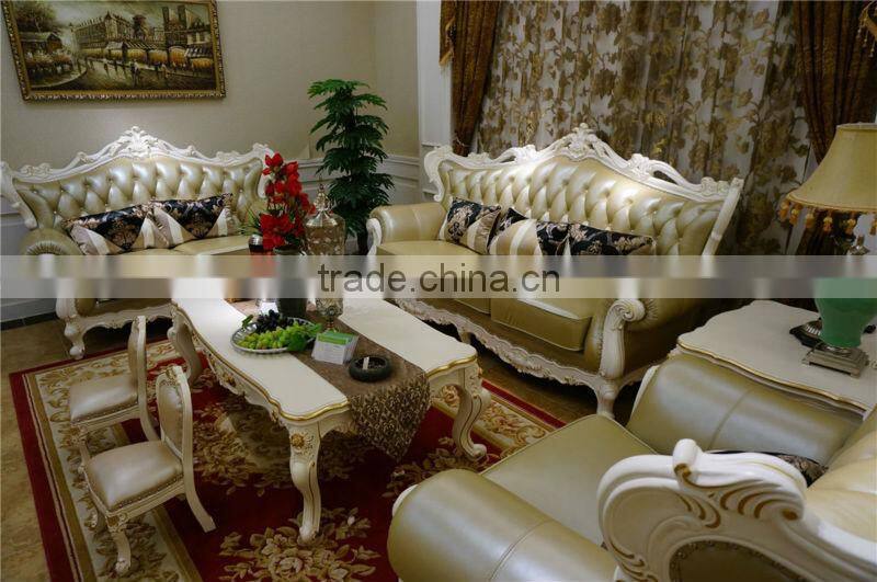 U-shaped sofa yellow leather sofa unfinished antiques furniture