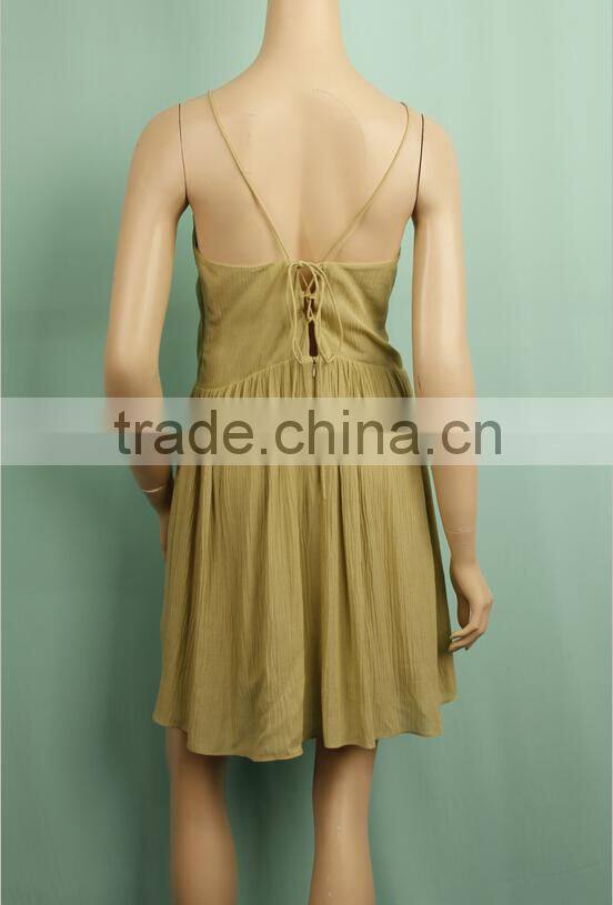 2016 summer new style rayon cotton spaghetti strip short backless sexy dress DD151032863