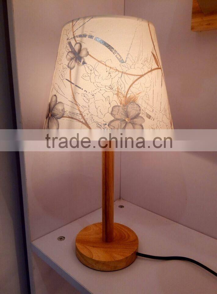 Simple small wood table with line lamp shade, gift lamp for girl