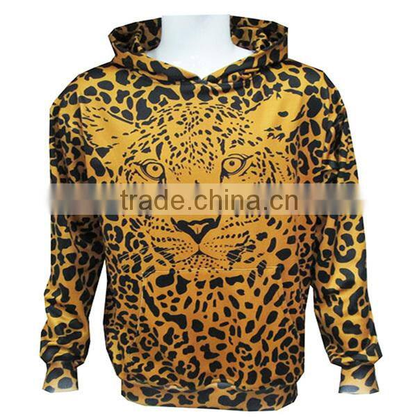 Custom fleece women leopard hoody with dye sublimation printed hoodies