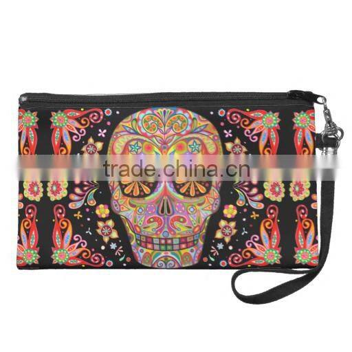 Customizable design skull girl wristlet clutch bags