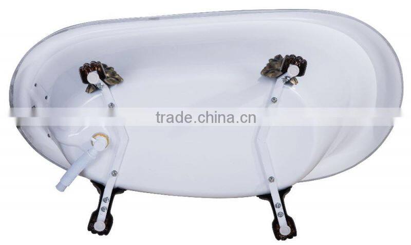 SUNZOOM UPC/cUPC certified acrylic bathtub shell, popular show bath tub, freestanding classic bathtubs with clawfoot