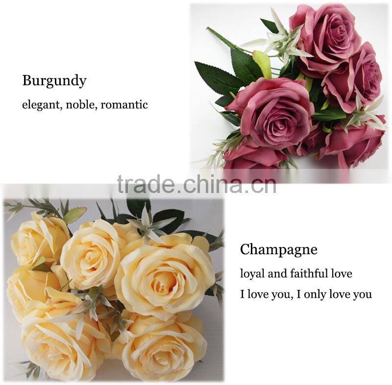 high quality artificial rose yellow bouquet