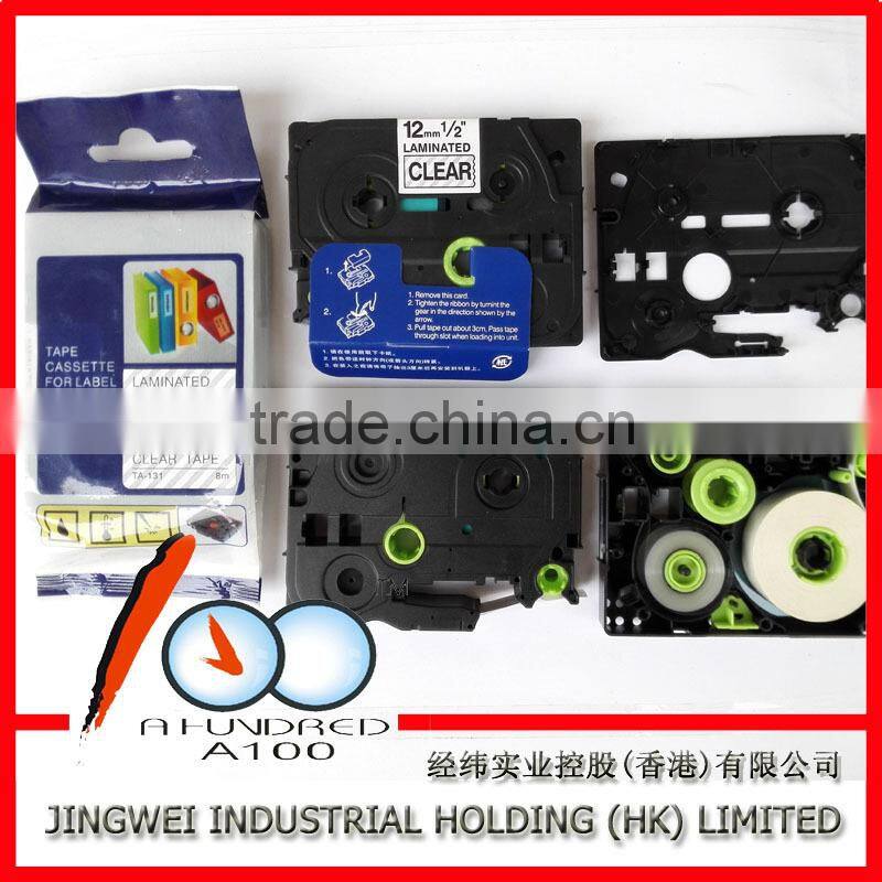 Label tape compatible brother p-touch printer black on clear TZ-121 TZ-131 TZ-141