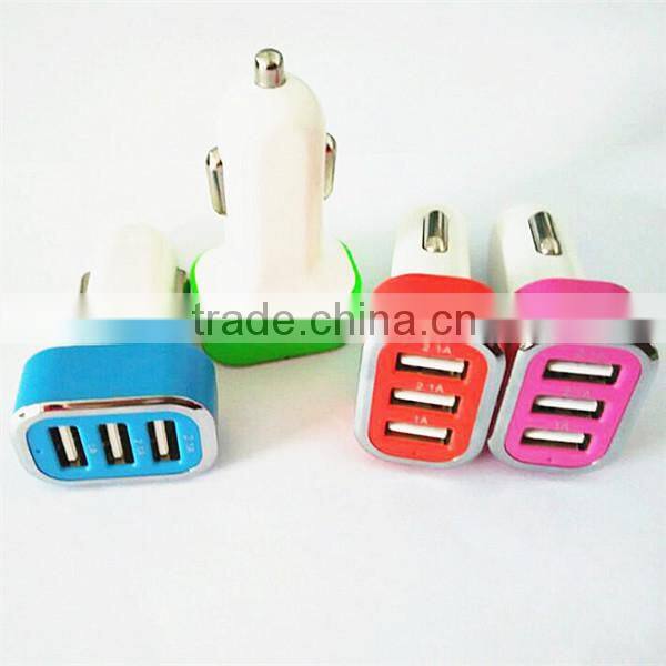 5.1a portable usb car charger 3 usb ports car charger adapter for smartphone