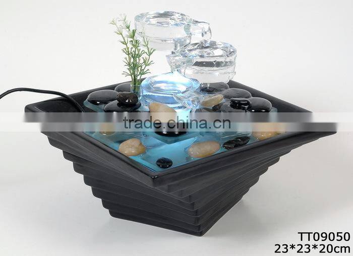 Indoor ceramic and glass fountain