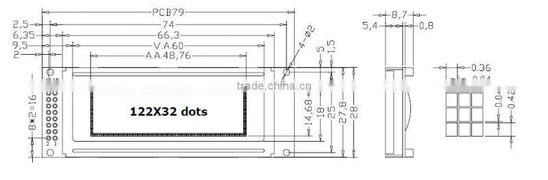 YB12232ZE liquid crystal lattice screen, graphic dot matrix screen, graphic dot matrix LCD factory