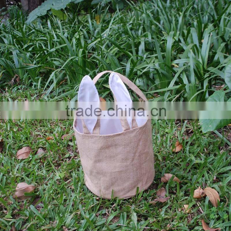 Hot selling burlap bunny easter bucket easter bag