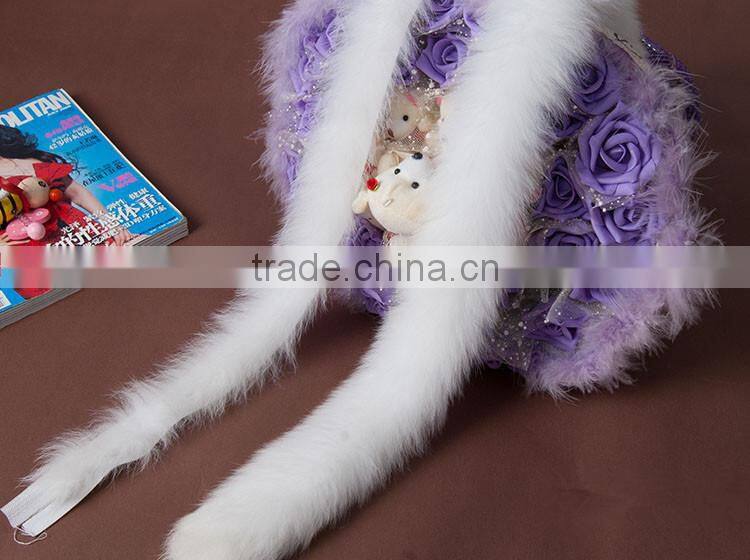 Natural Colored Fox Fur Strips / Blue Fox Trimming For Hoods And Collars