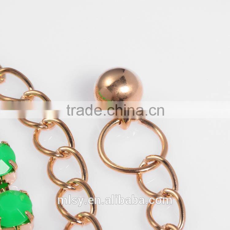 Delicate green diamand metal link Ornament Chain Brightness F1-80024
