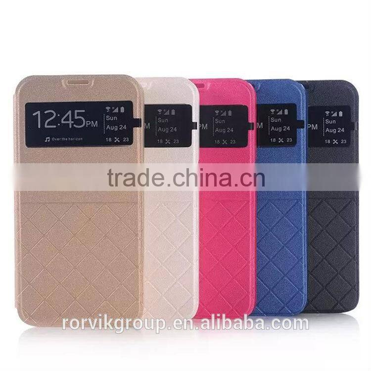 For samsung galaxy S6 window view PU leather case