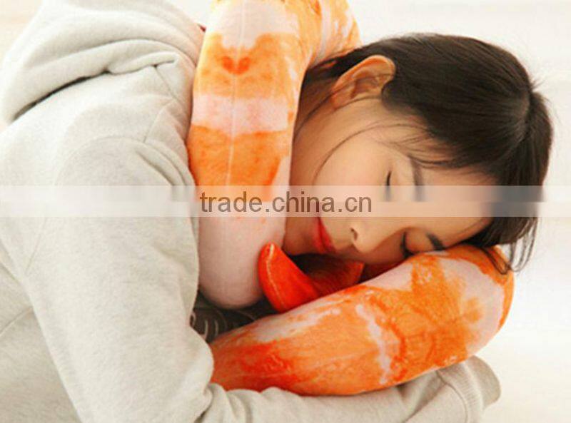 creative simulation shrimp pepper eggplant and U shape croissant imitated plush stuffed sleeping neck pillow cushion toy