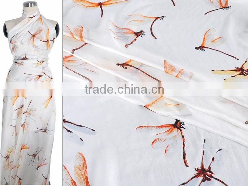 dragonfly printed chiffon silk polyester fabric