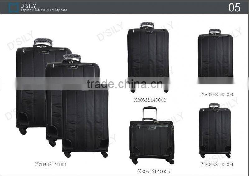 24" black durable polyester fabric four wheels rolling trolley case