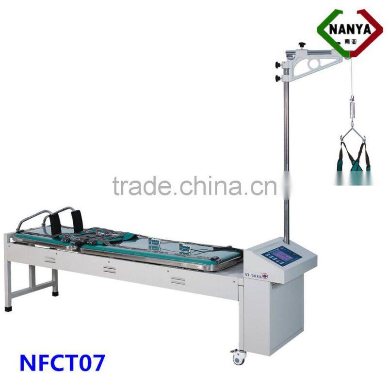 Lumbar traction device massage bed