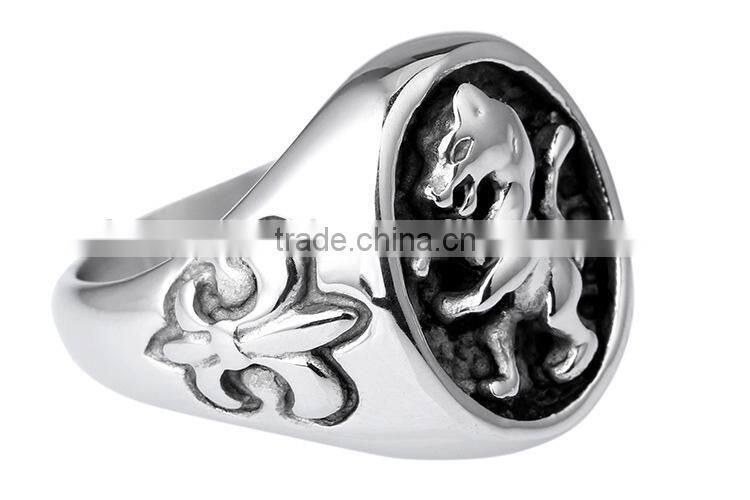 KSTONE Wholesale High Quality Cool Vintage Lion Head Ring Jewelry cross 316L Stainless Steel Rings