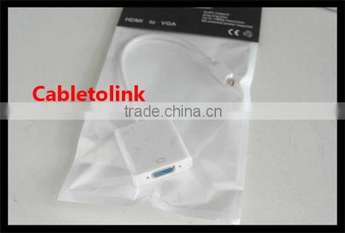 White color Micro HDMID male to VGA Female cable adapter Top quality