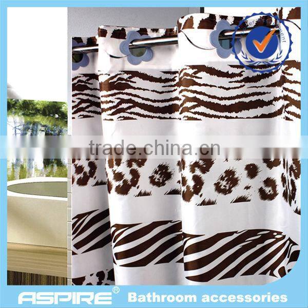 hookless polyester hookless double swag shower curtain