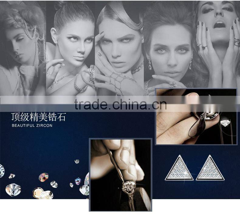 OUXI 2015 fashion triangel jewelry rhinestone stud earrings Y20235