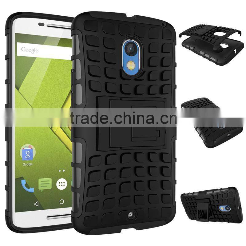 Hot! New! 2 in 1 Dual Slim Armor TPU&PC kickstand phone case for moto x play made in china