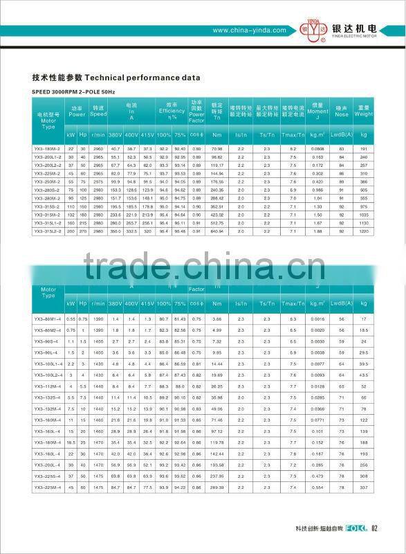 YE2 Series Compact Type 3 Phase Squirrel Cage Induction Motor