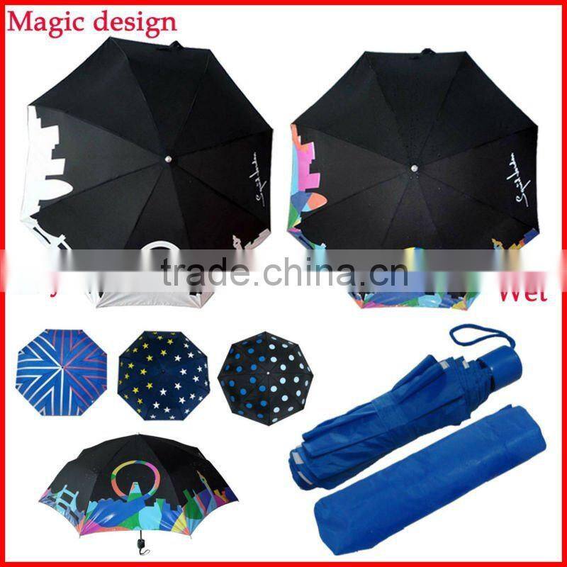 F01B solid color cute 3 folding color changing umbrella