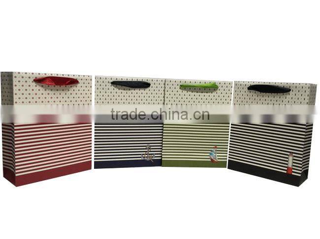 Beautiful Striped Design Paper Bags Wholesale Logo Printed Bags