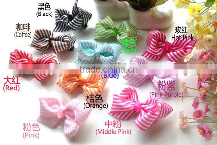 Cute Baby Bow Ties Grosgrain Ribbon Stripe Baby Hair Bow