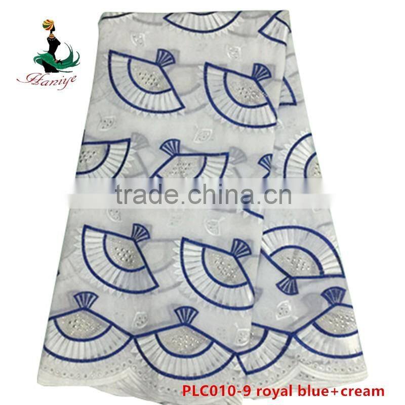 Haniye 2016 latest High Quality Swiss Cotton Lace Fabric 100% Cotton Polish Lace with stones/PLC010