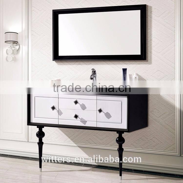 WTS8522V 40'' Modern home furniture floor mounted white color wood bathroom vanity cabinets