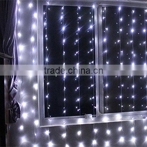 OEM Indoor/outdoor 110V/220V US/EU plug 3m*3m 600leds 25leds*24hang transparent wire white color hot sell