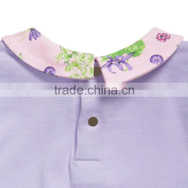 stylish baby girl clothing china, purple cotton cap sleeves t shirt