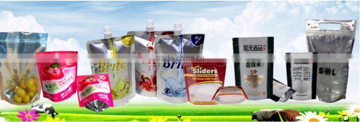 2016 High-end printing spout plastic stand up pouch, plastic food packaging pouch