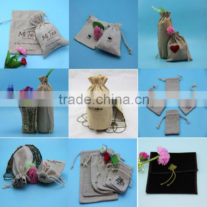 Fancy eco drawstring burlap bag for postcard bag