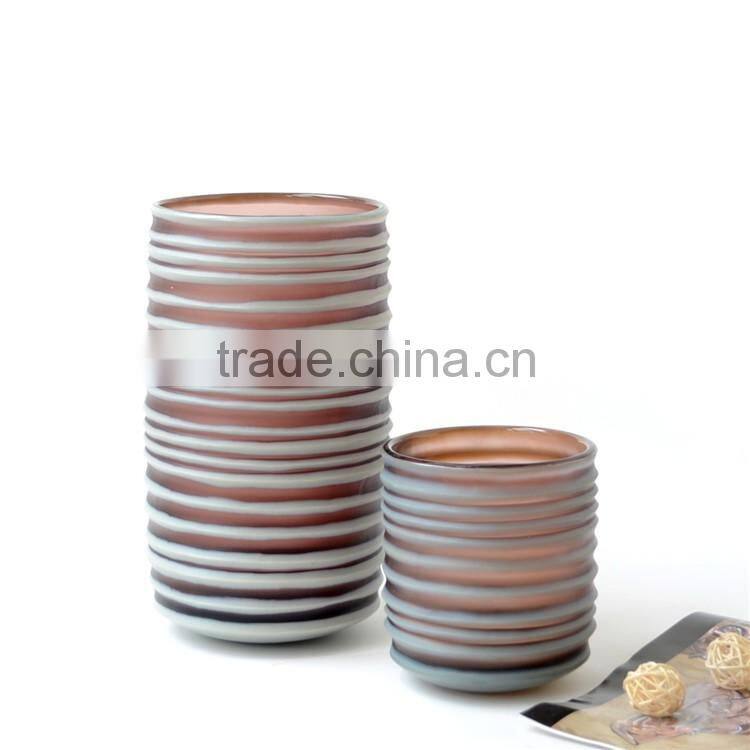 Wholesale Handmade Purple Cylindrical Glass Vase, Hand Carved Art Glass Flower Vase Bottle