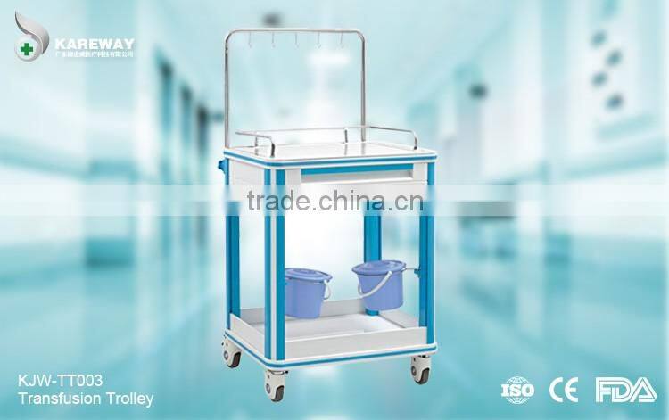 plastic/aluminium/steel hospital transfusion trolley supplier KJW-TT003