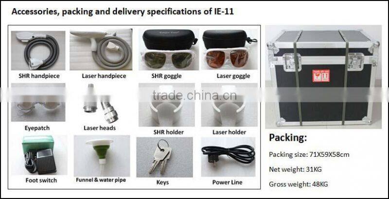 OEM IPL shr hair removal machine Q switched nd yag laser tattoo removal machine