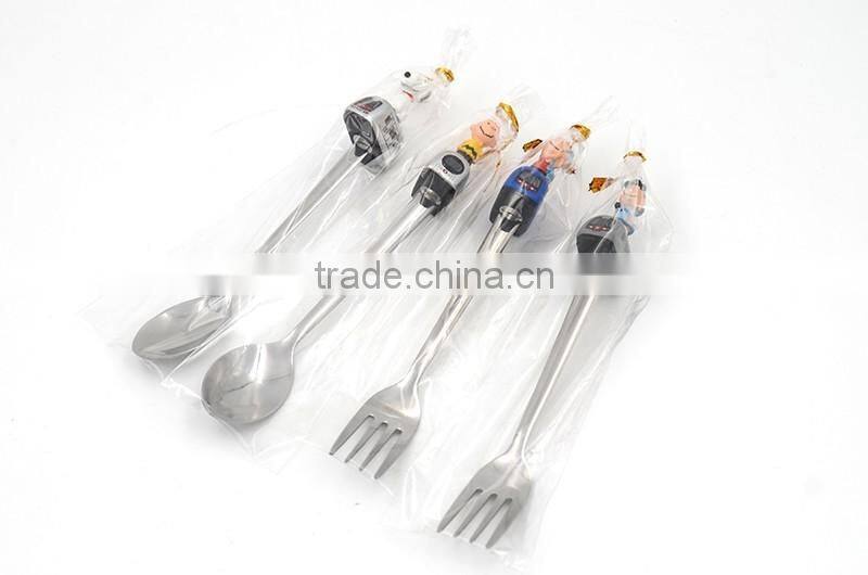 Top quality stainless steel tea spoon with custom design resin tip for promotion