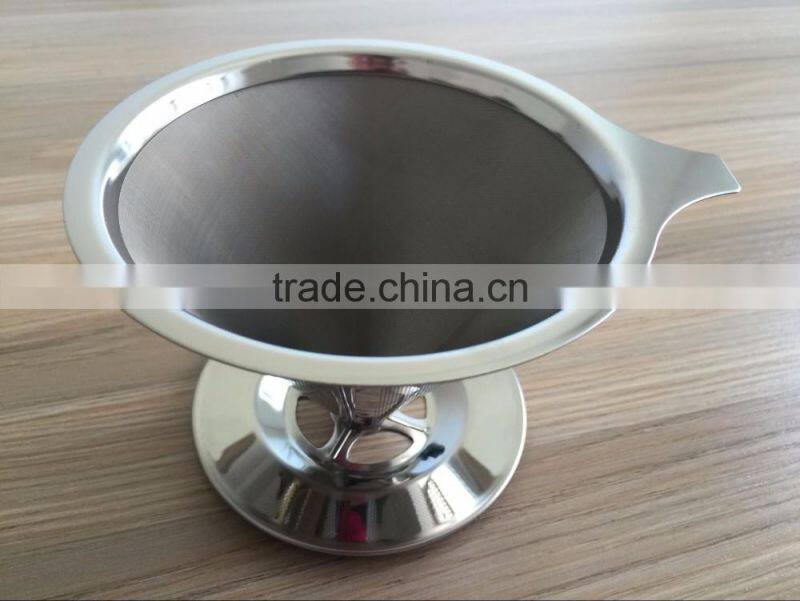 Hot Selling One Part Reusable Double Wall Stainless Steel Pour Over Coffee Dripper