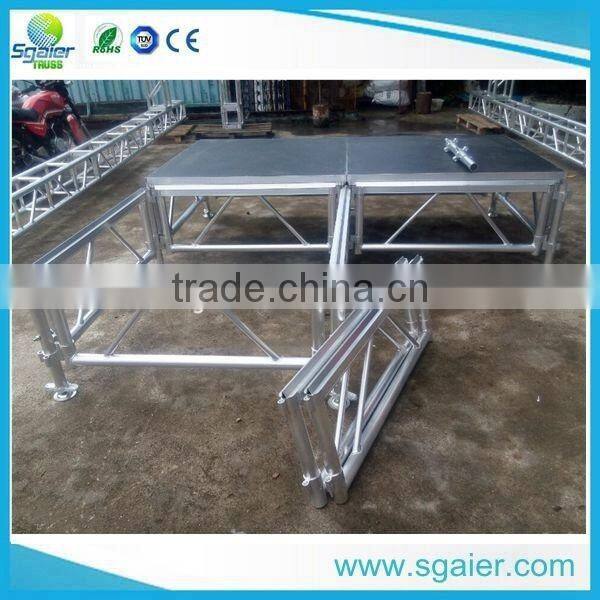 Hotel used Red color carpeted metal steel foldable stage